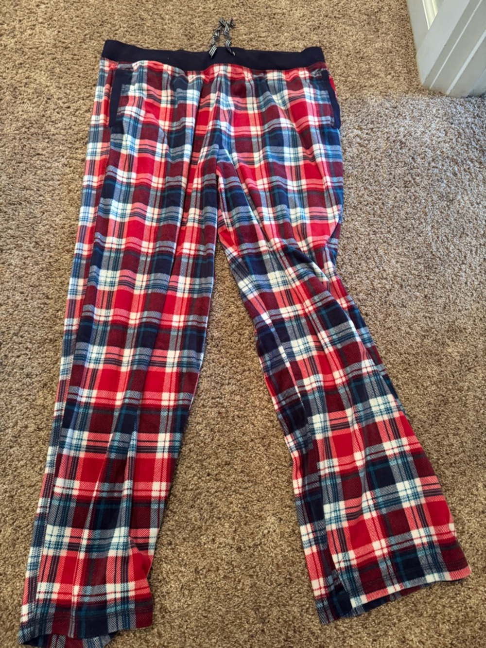 Nautica Red, Navy & White Plaid Fleece Pants